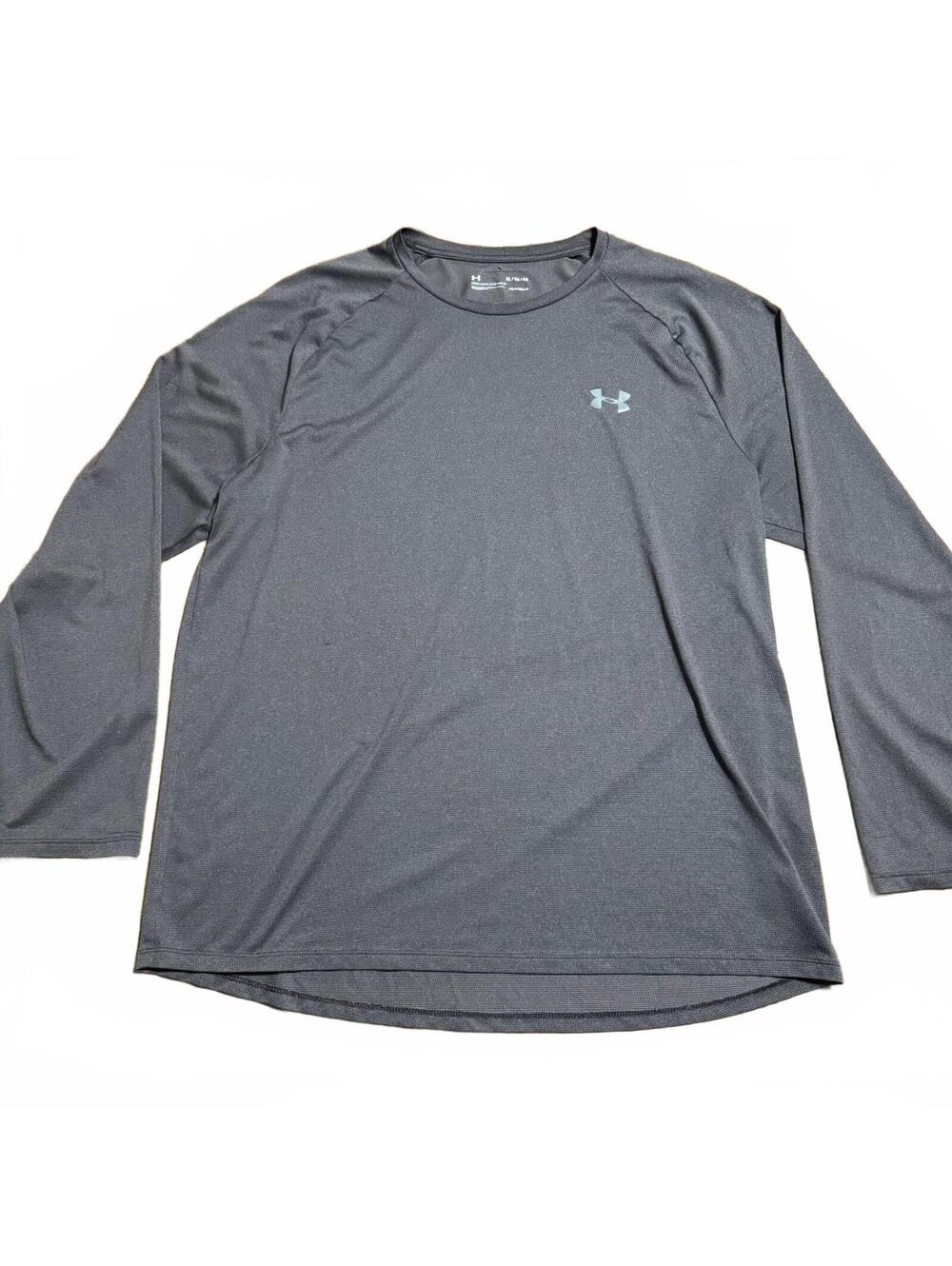 Under Armour Mens Long Sleeve HeatGear Crewneck XL Gray Athletic Shirt Training